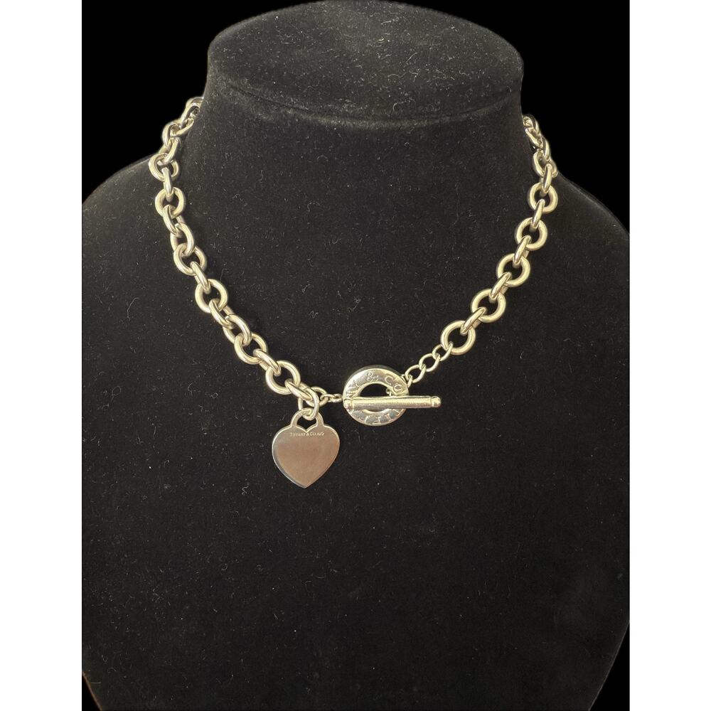 Tiffany & Co. SS Heart Tag Toggle Necklace | 16” Choker | Premium Weight Version